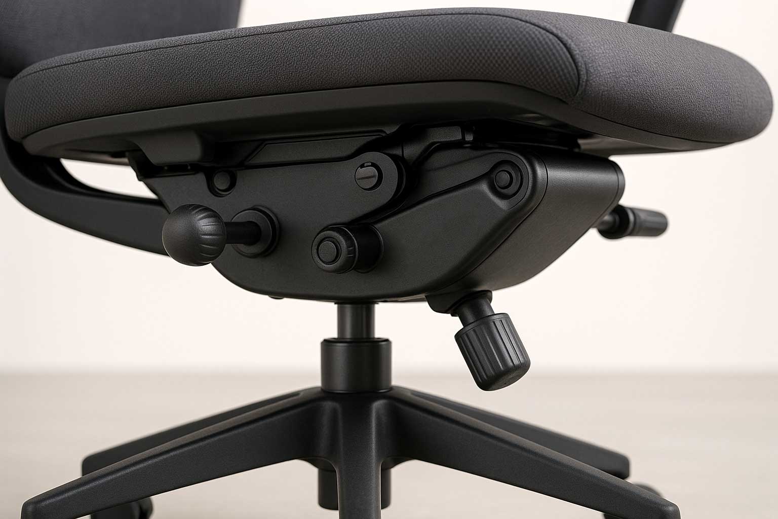 نمای نزدیک مکانیزم صندلی اداری حسنی